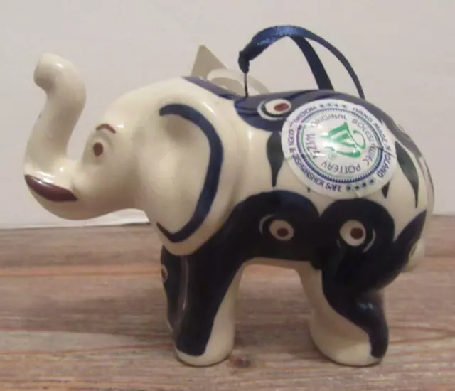 Boleslawiec Polish Pottery Wiza ELEPHANT Christmas Ornament, NWT