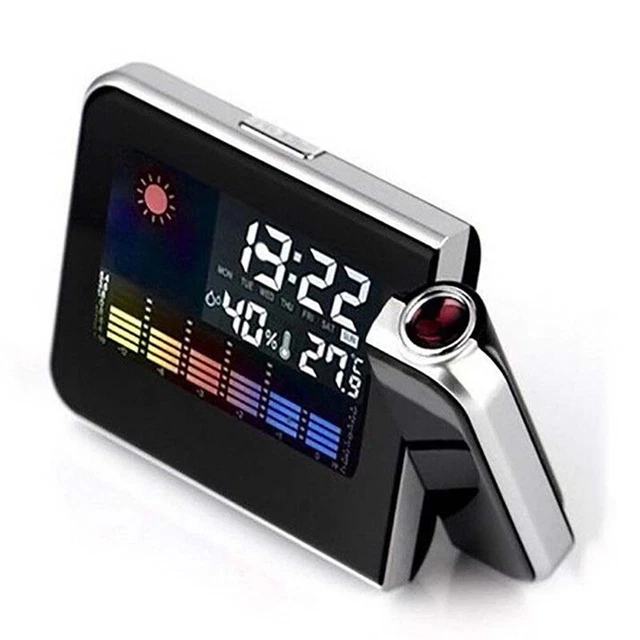 LCD Digital LED Projector Projection Weather Station Calendar Snooze Alarm Clock