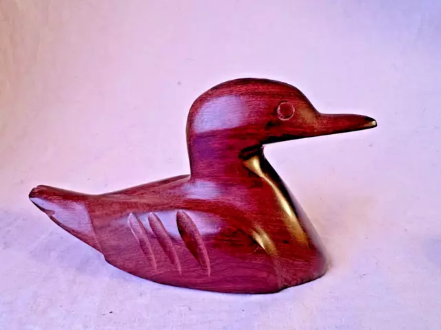 Hand Carved Wooden Duck Figure Ornament