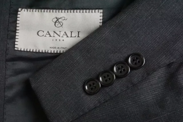 Canali 1934 CURRENT Label Gray Plaid 100% Wool 2 Pc Suit Jacket Pants Sz 44L