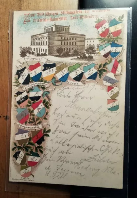 Universität Halle - Farbschilde & Zirkel - 1894 - Corps Burschenschaft ... Karte