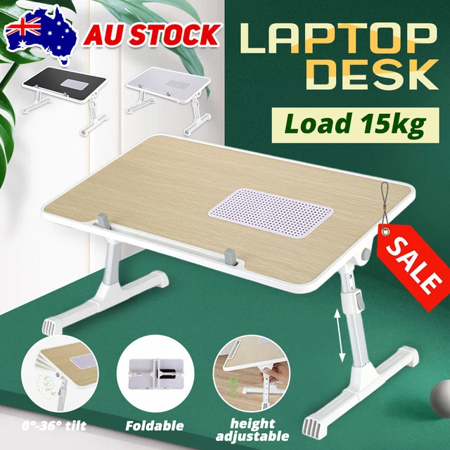 Height Adjustable Laptop Stand Bed Table Portable Lap Desk with Foldable Leg AUS