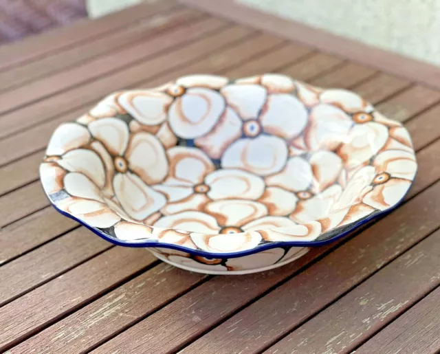 Boleslawiec Bunzlauer Keramik Bol, Cuenco 33CM De Polonia Único Marrón Magnolia