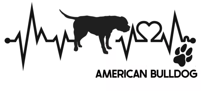 Autoaufkleber / Sticker /  Innen und Außen Herzschlag Liebe American Bulldog 01