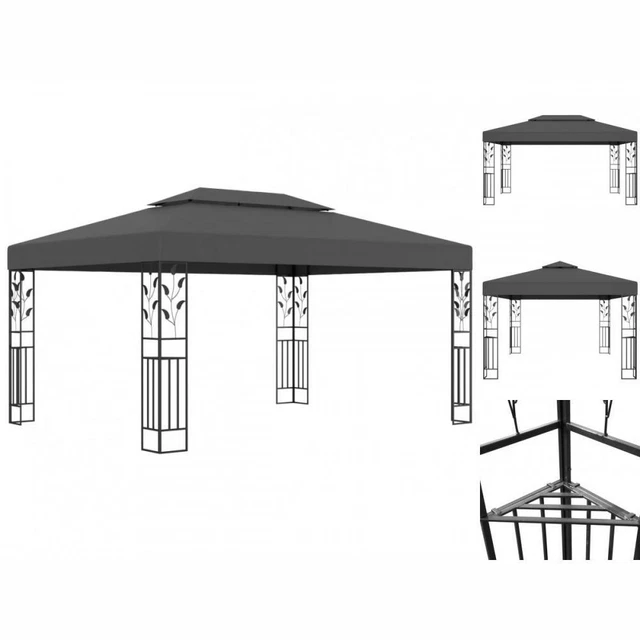 Pavillon Gartenzelt Mit Doppeldach 3x4 M Anthrazit
