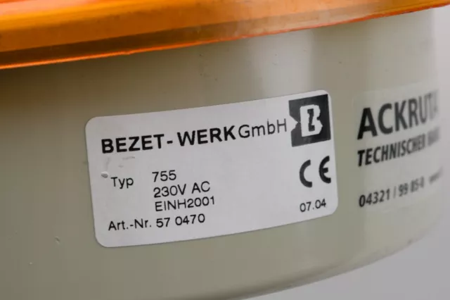 Bezet-Werk Typ 755 Blitzleuchte 57 0470 Warnleuchte 230V Signalleuchte organge 3