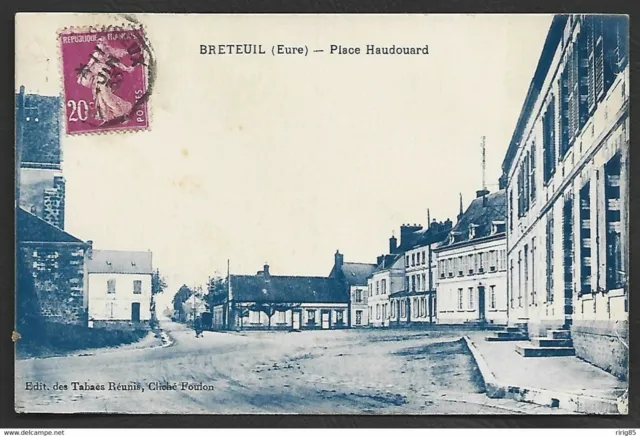 Cpa - 27 - Breteuil Place Haudouard . Circulee En 1933. Green Back.  410.G*