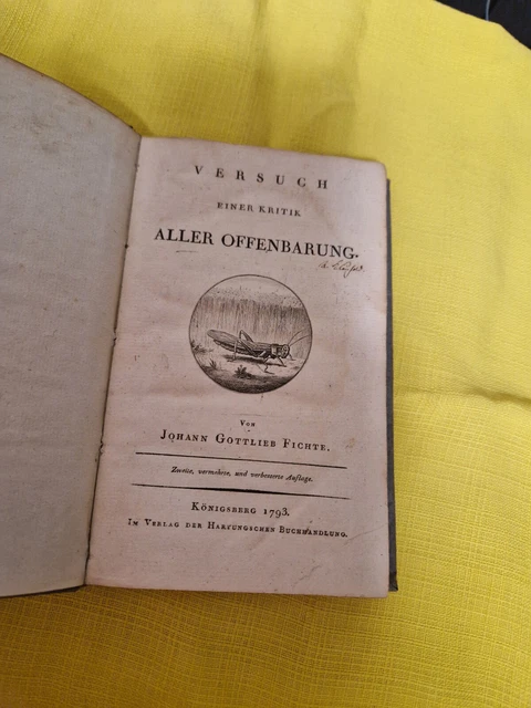 Johann Gottlieb Fichte, Versuch einer Kritik aller Offenbarung, selten 1793