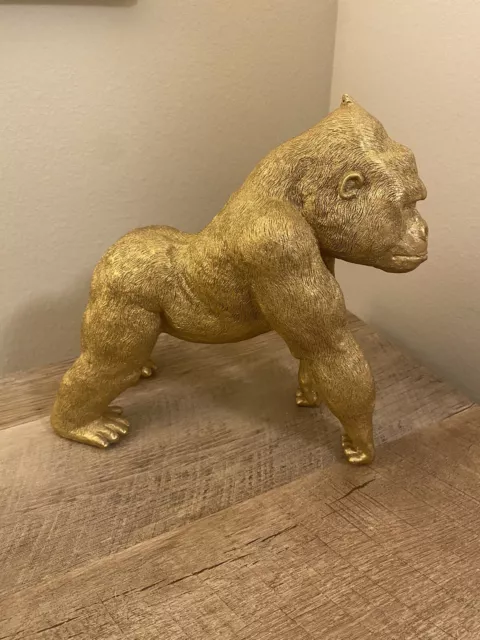 Golden Gorilla Figurine Statue Resin Wild Animals Decor