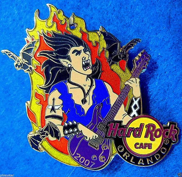 ORLANDO HORROR NIGHTS VAMPIRE  ROCK GUITAR PLAYER BLACK BATS Hard Rock Cafe PIN