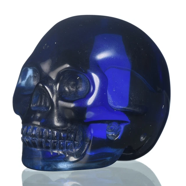  Poder curativo metafísico calavera tallada obsidiana azul índigo de 1,97" #34K70