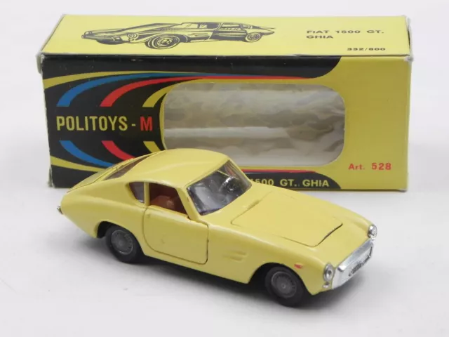 Politoys M 528 Fiat 1500 Gt Ghia Gelb Creme Im Ovp W/ Box Die Cast 1/43