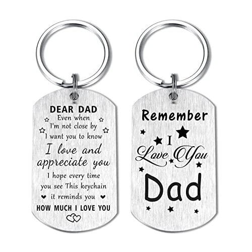 Remember I Love You Dad Gifts, Happy Birthday Keychain Gift for My Dad,
