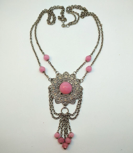 Collier Ancien En Perles De Murano Ivoire - Longueur 51-55 Cm - Bijou Vintage