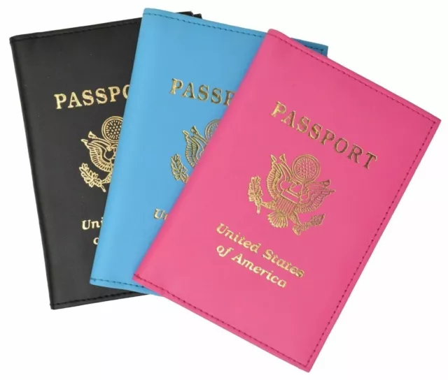 Leather Embossed US Passport Cover Travel Organizer Card Case Wallet New Colors
