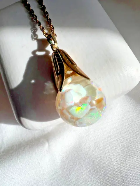 14K Gold Floating Opal Glass Globe Dangling Earrings – Upscale Consignment