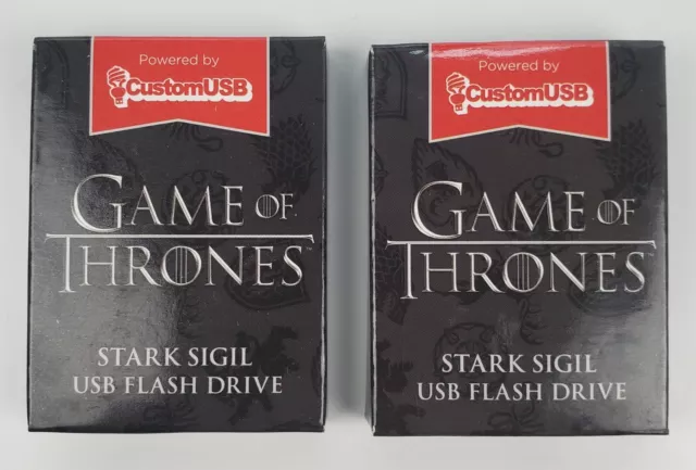 2x Game Of Thrones Stark Sigil 4GB USB Flash Drive HBO Loot Crate Exclusive Wolf