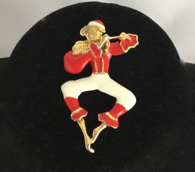 Broche Artisanale En émail Signée Michel Le Brun - Motif Joueur De Flûte - État Neuf