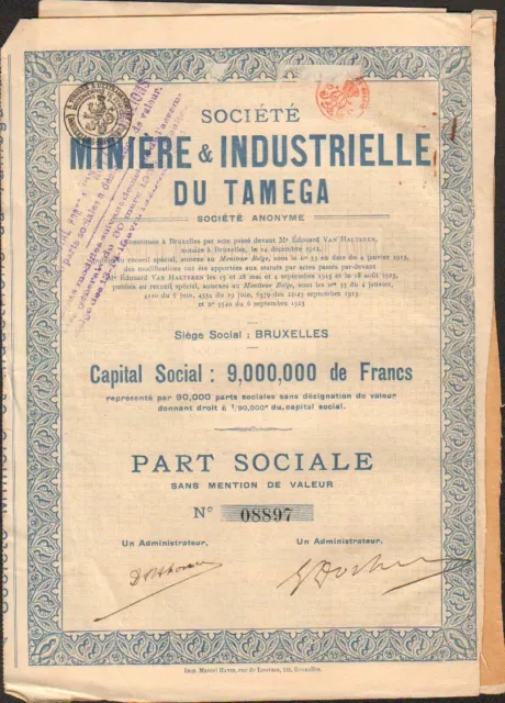 Société Minière & Industrielle du TAMEGA (BELGIQUE PORTUGAL) (K)