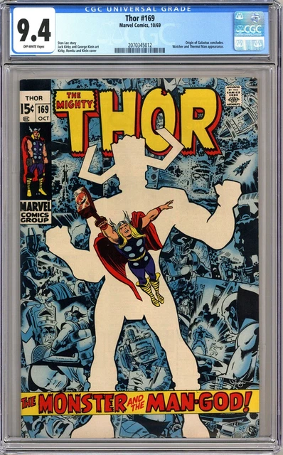 Thor #169 Cgc 9.4 Off-White Pages Marvel Comics 1969