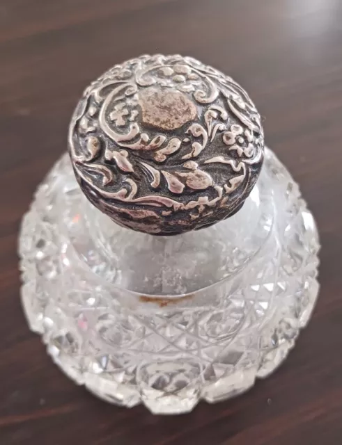 Shabby But Oh So Chic, Antique,  Perfume Bottle, Sterling? Stopper Is Stuck
