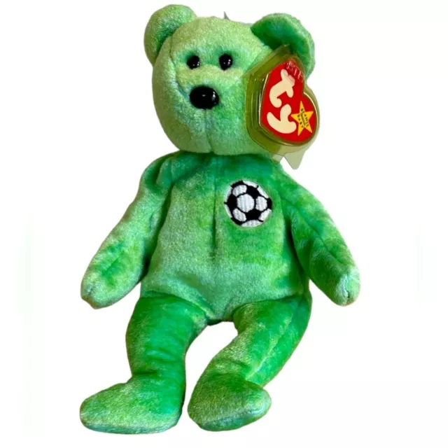 Ty original beanie baby 1998 kicks soccer bear retired  rare tag errors