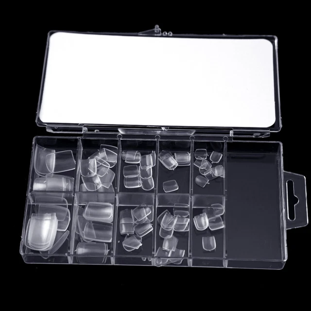 100 Stück Nagelschablonen Set – Transparent & Naturfarben, Rund & Balletto, Inkl. Nummeraufkleber 1-100