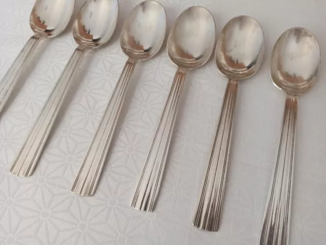 6 CUILLÈRES DE TABLE EN MÉTAL ARGENTÉ CHRISTOFLE Modèle ONDULATION LUC LANEL b