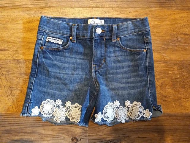 Jordache Blue Denim Shorts With Lace Appliqués Girl 10