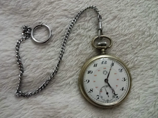 Chaîne de montre de poche en métal antique en forme de T - Pour sac à