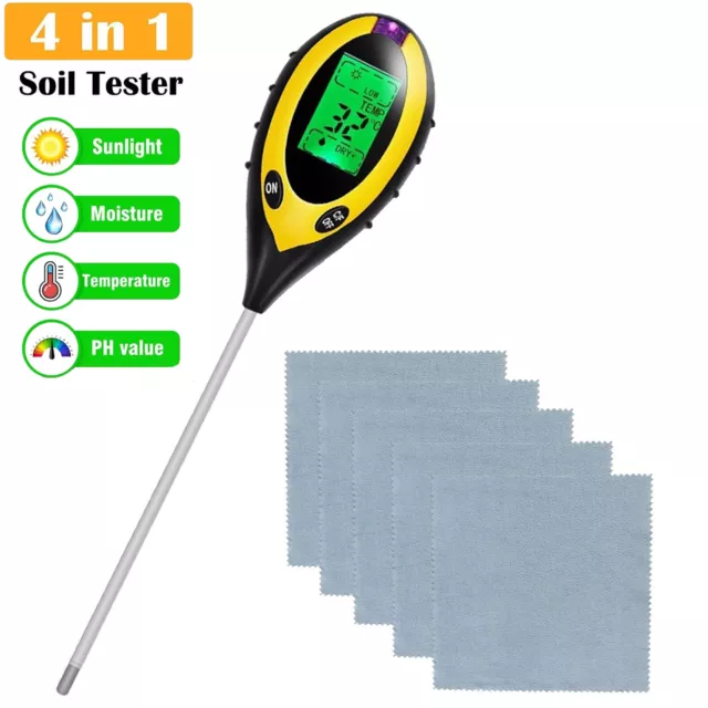 4 in 1 Soil PH Tester Moisture Sunlight Light Test Meter for Garden Plant Lawns