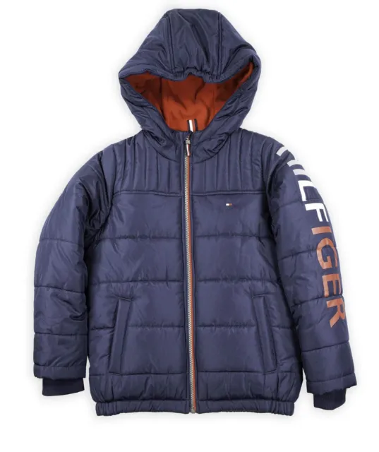 Tommy Hilfiger Jacket Coat Youth Boy Fleece Lining Hood Warm S 7-8