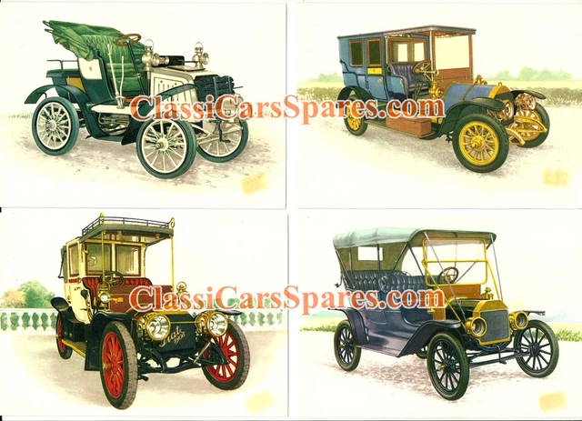 N.4 Cartoline Postali Auto Classiche Fiat 8 HP - 24 / 32 CV - 12 / 16HP - Ford T
