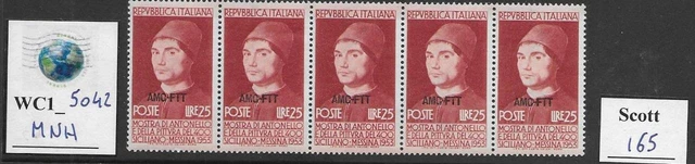WC1_5042. TRIESTE FTT. Strip (5) 1953 ANTONELLO DA MESSINA. Scott 165. MNH