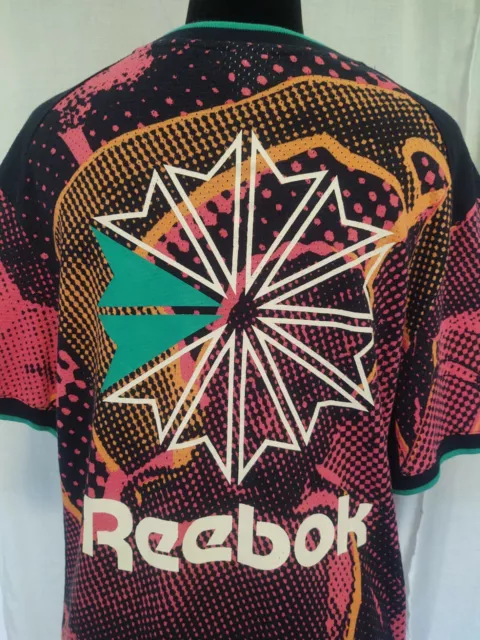 Vintage Reebok Classic Lemar & Dauley Mesh AOP TE Jersey stretch tee Shirt Large