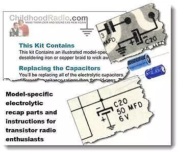 Philco NT-602 Transistor Radio Electrolytic Recap Kit Parts & Service Documents