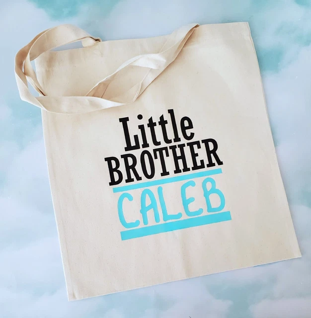 New Baby Boy Big Brother Little Brother Canvas Tote Bag Set Shower Gift 2pc
