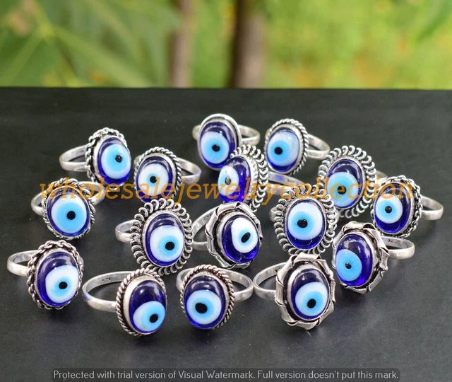 Evil Eye Gemstone Ring Wholesale 1pcs Lots Handmade Ethnic Jewelry