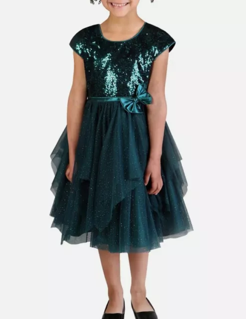 Jona Michelle Big Girl's Sparkling Soutache Sequin Fanciful Dress-Size-8 or 10