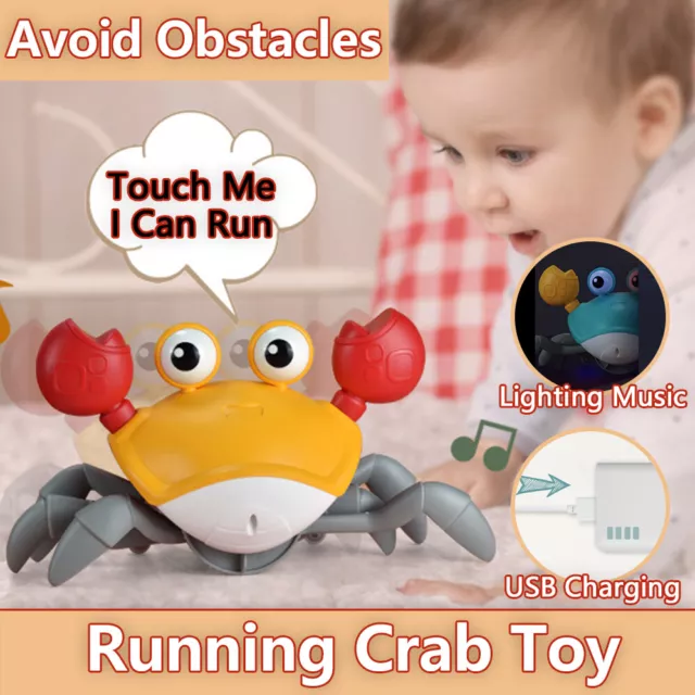 Electric Music Sensing Crawling Crab Kids LED Light Up Toddler Interactive Toys