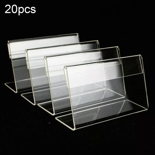 Display Rack Label Stands Pack of 20 Transparent Acrylic Price Tag Holders