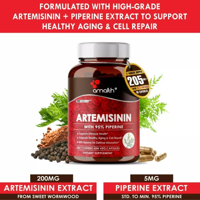 Artemisinin Artemisia Annua Extrait d'Absinthe Douce 205mg 60 Capsules Veggie 3