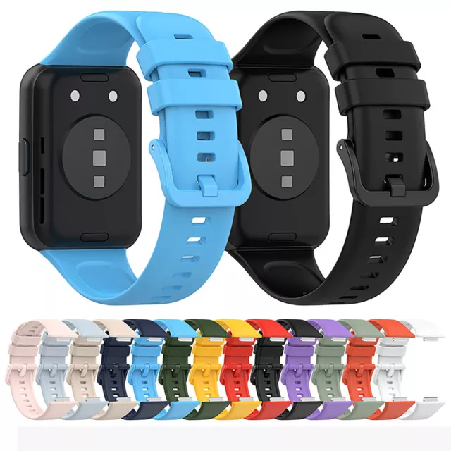 For Huawei Watch Fit 2 Silicone Watch Strap Wristband Stainless Steel Metal Plug