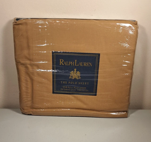Hoja de polo Ralph Lauren The 250 TC Pima algodón gurka plano completo caqui/camello NUEVO