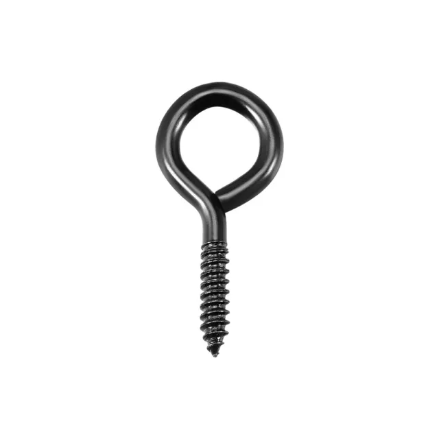 0.9" Screw Eye Hooks Self Tapping Screws Screw-in Hanger Ring Hooks Black 80pcs