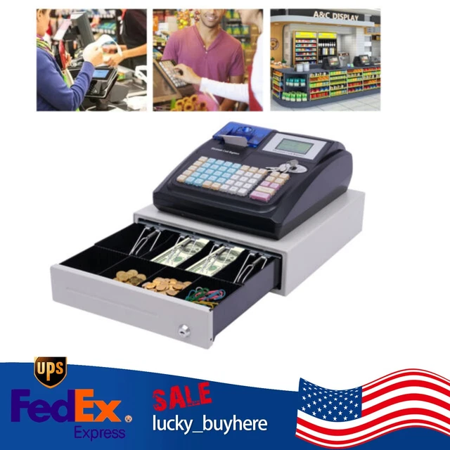 Electronic Cash Register Cash POS Money Handling Management & 48 Keys & Drawer