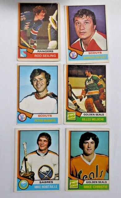 1974-75 O-Pee-Chee OPC lot of 6 - Low Grade - Meloche Robitaille Seiling Nolet +