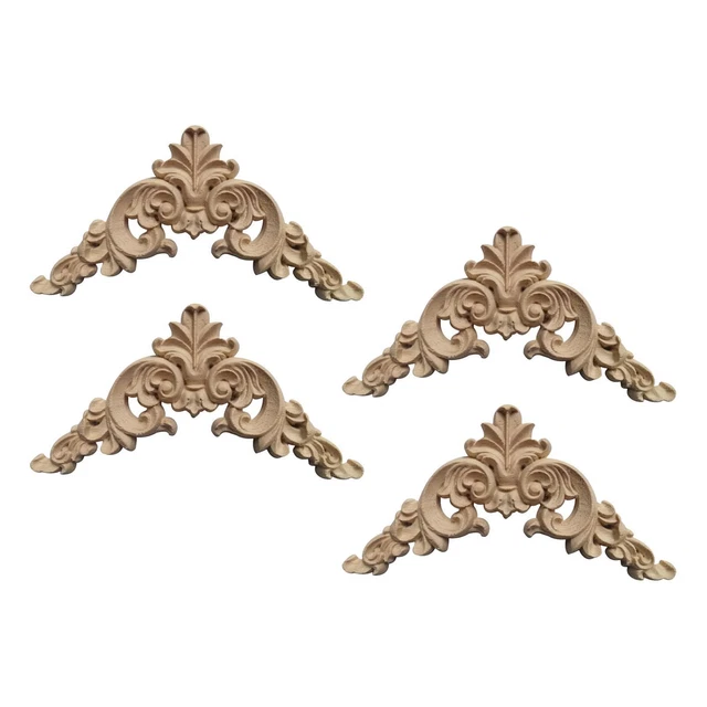 4 pièces en bois sculpté appliques coins onlays décor pour porte de meubles