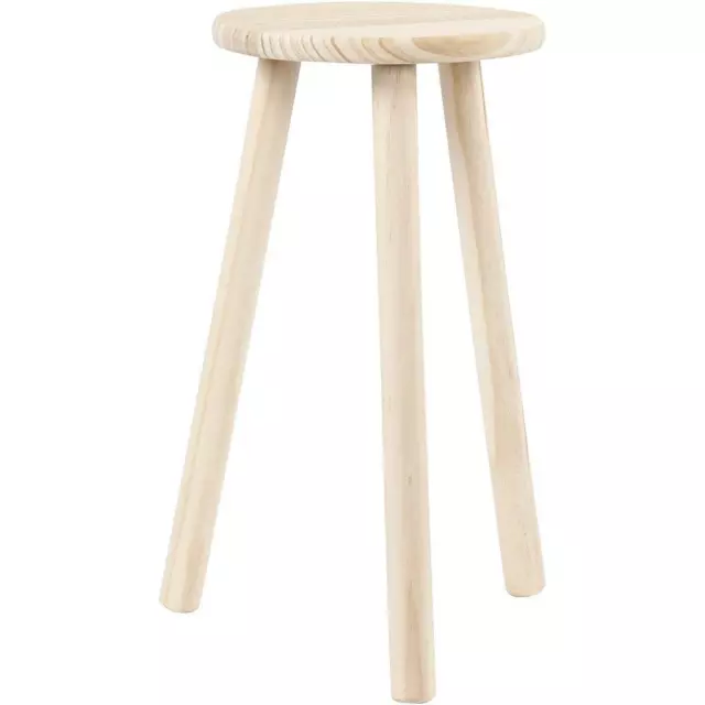 Pine Wood Round Seat Milking Stool With Round Legs Decoration Material Crafts