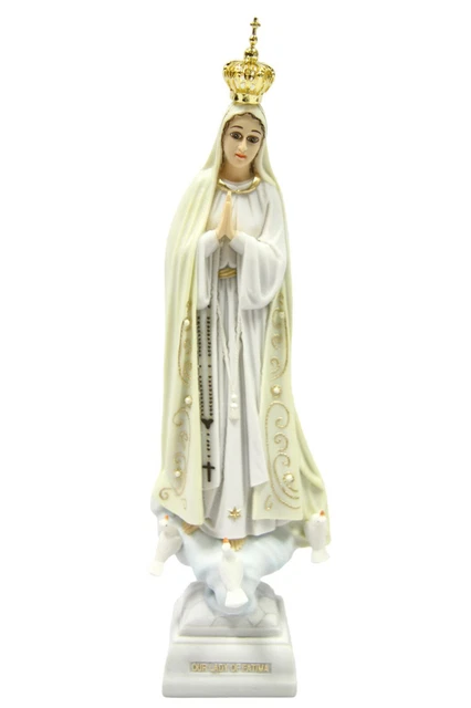 11.5& OUR LADY of Fatima with Metal Crown Virgin Mary Catholic Statue